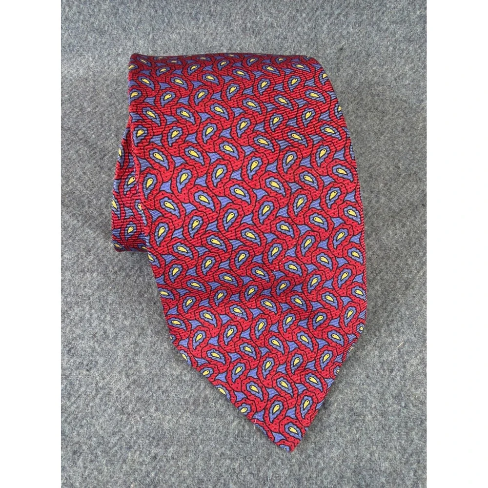 Polo Ralph Lauren Necktie Mens Red‎ Paisley 100% Silk Hand Made USA Vintage